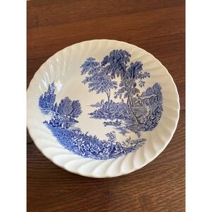 The Ferry Blue Soup/Salad Bowl Ironstone By Swinnertons Scalloped‎ Edge
